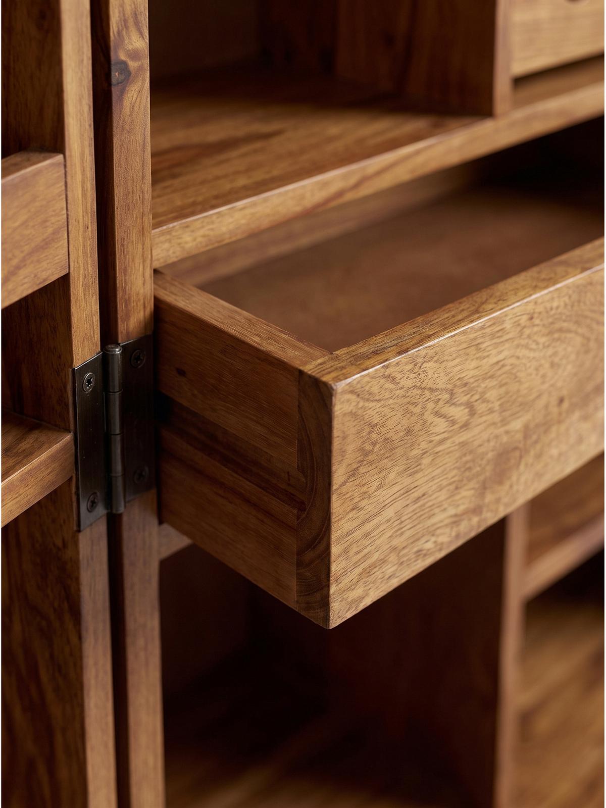 HAUSBAR SIRACUSA, Dunkles Massivholz, mit Ablagen, 65 x 50 x 90 cm - Dunkelbraun/Braun, Holz (65/90/50cm) - KADIMA DESIGN