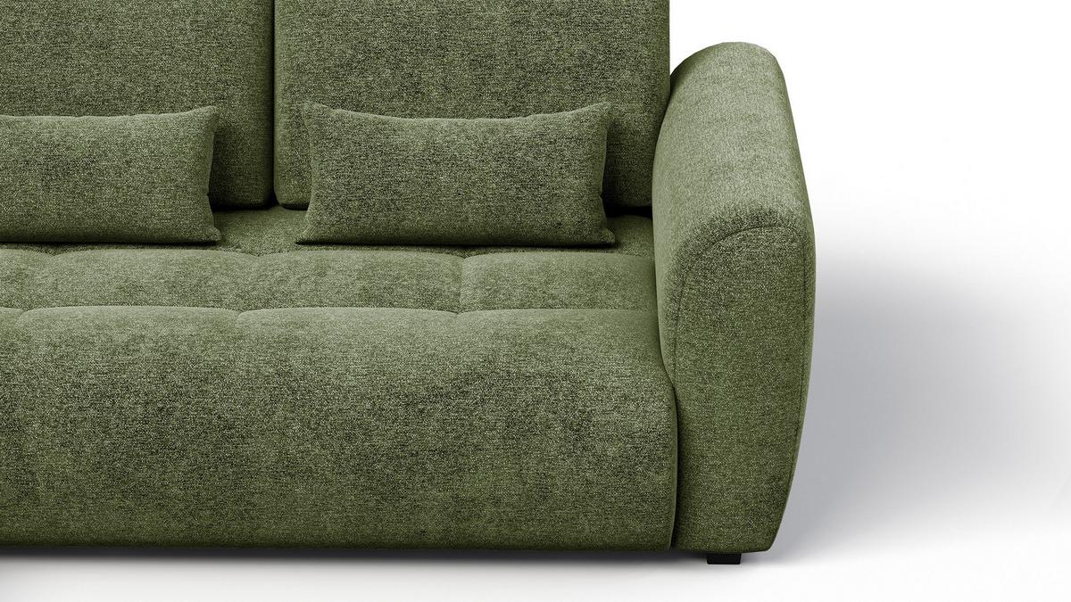 ECKSOFA SORENO 4-Sitzer, dunkelgrün - Dunkelgrün/Schwarz, Holz/Textil (293/171cm) - Wozimo