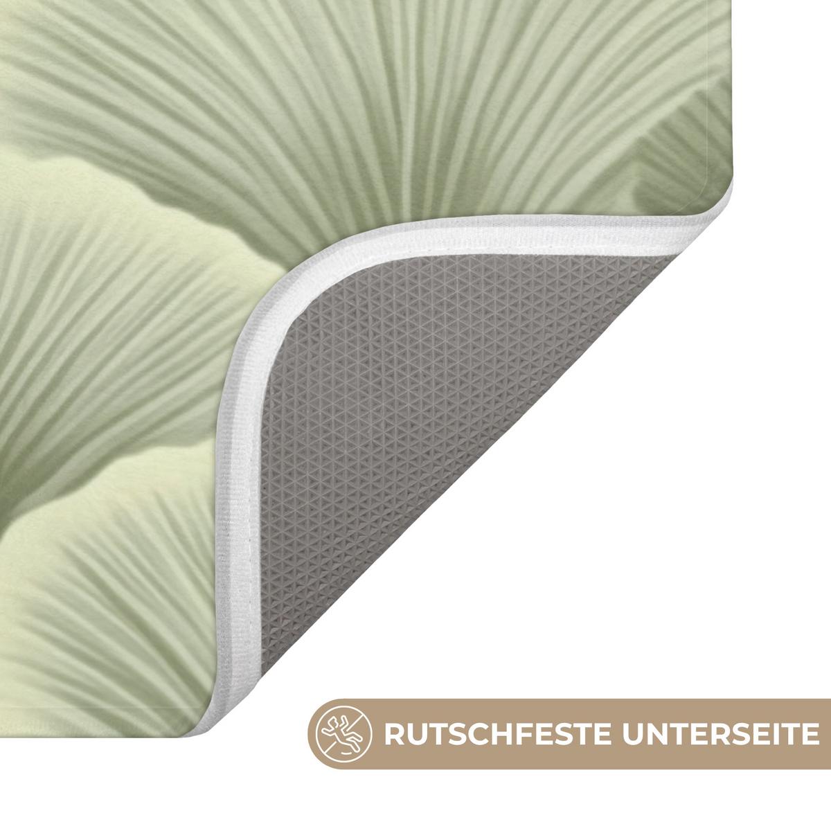 BADEMATTE Fächer - Blatt - Grün 60x120 cm - Pastellgrün, Textil (60/120cm) - OnlyWow