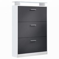 SCHUHSCHRANK Lavia Front in Schwarz mattt - Schwarz, Holzwerkstoff (89/128/23cm) - Vladon