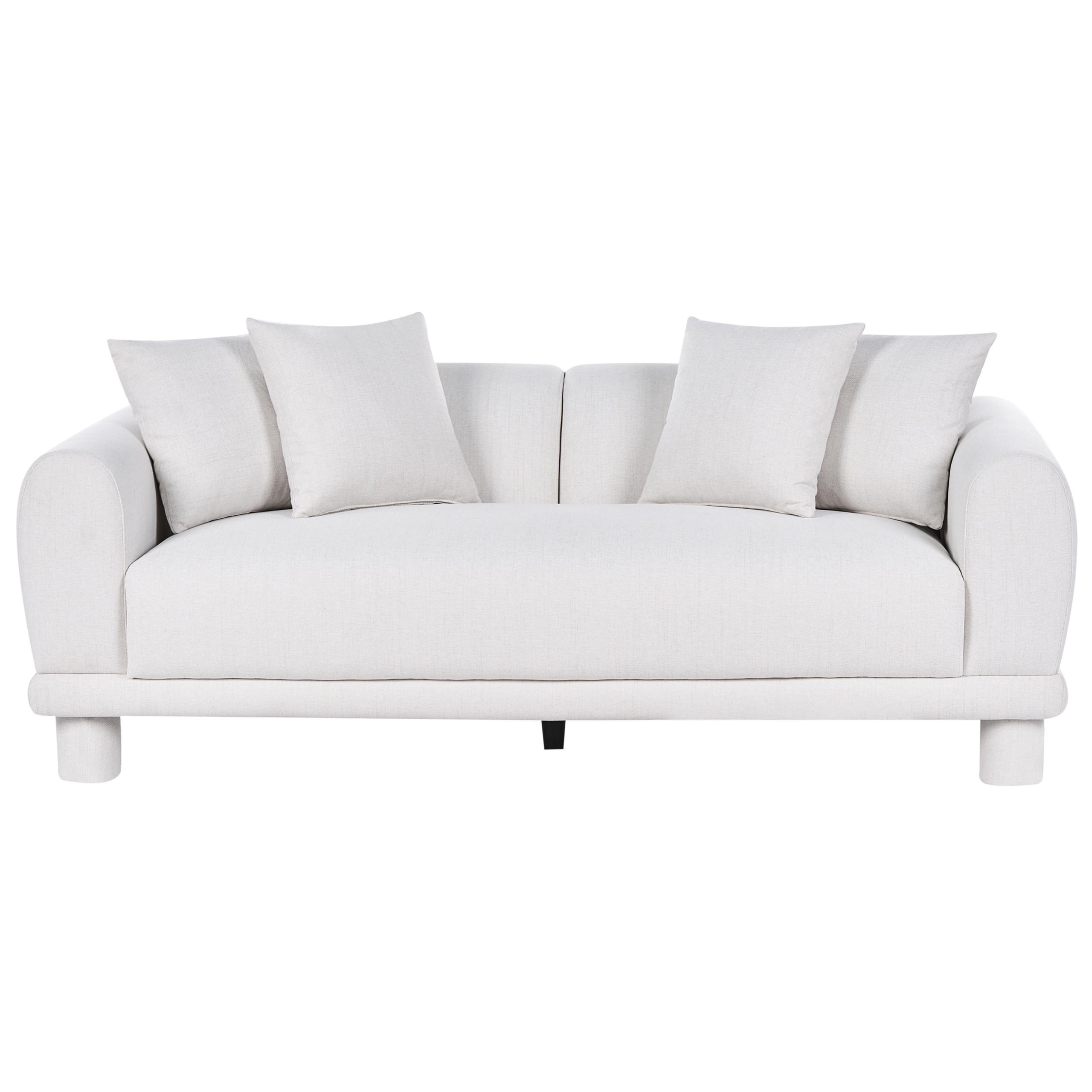 3-SITZER-SOFA Stoff Cremeweiß Pori - Creme, Textil (202/74/93cm) - Beliani