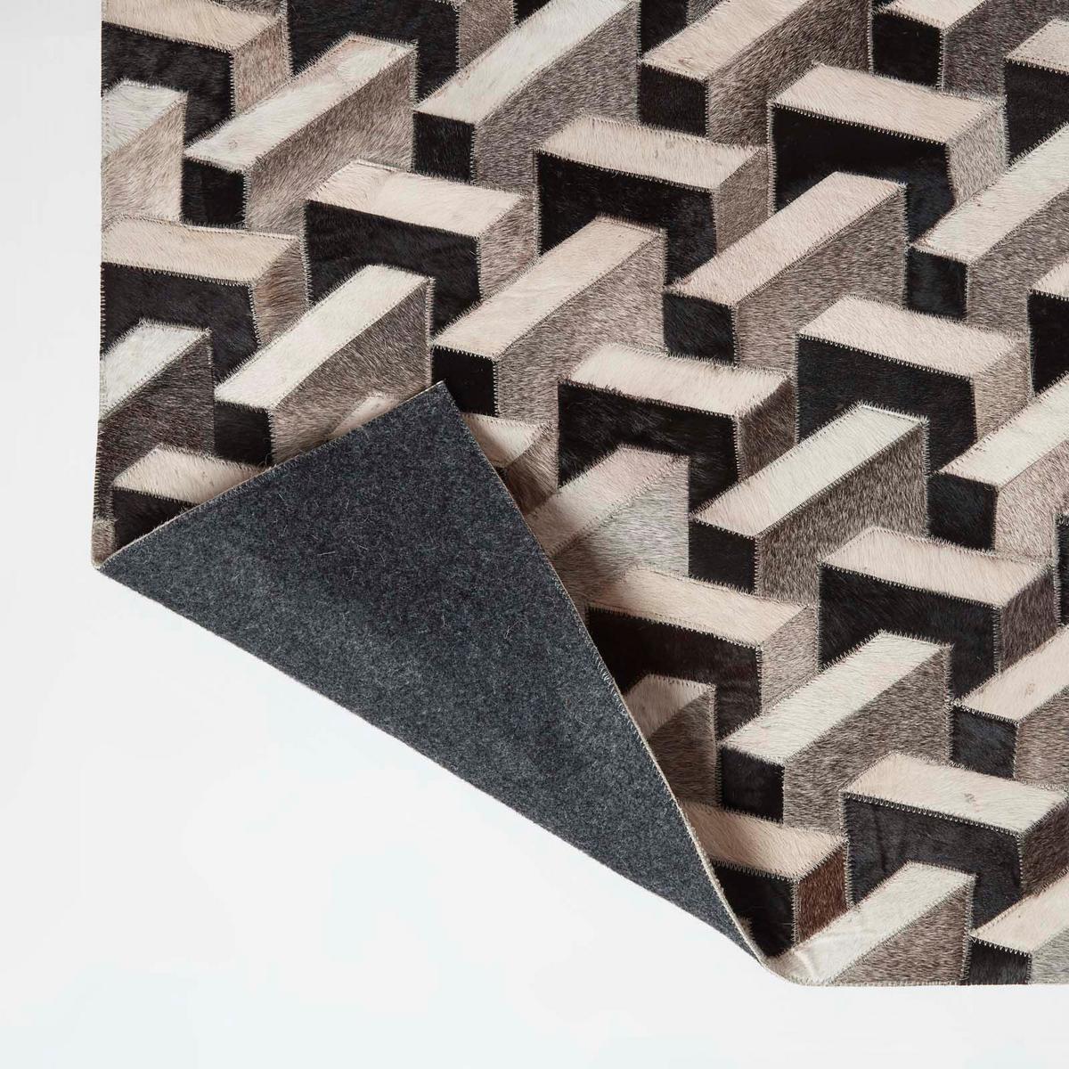 PATCHWORK-TEPPICH Leder, geometrisch gemustert 90/150 cm - Multicolor, Leder (90/150cm) - Homescapes