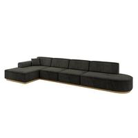 ECKSOFA Ottomane Links IREA-L3-v2 - 412x165x80 cm Schwarz - Schwarz, Holzwerkstoff/Textil (412/165cm) - ALTDECOR