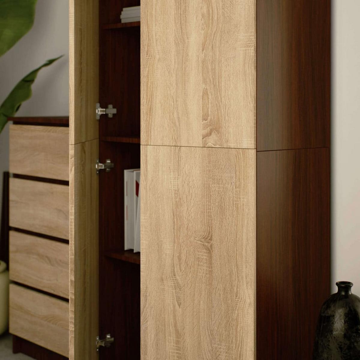 STANDREGAL Dunkelbraun, Eiche Sonoma 180/80/35 - Dunkelbraun, Holzwerkstoff (80/180/35cm) - RAUMHIRSCH FURNITURE