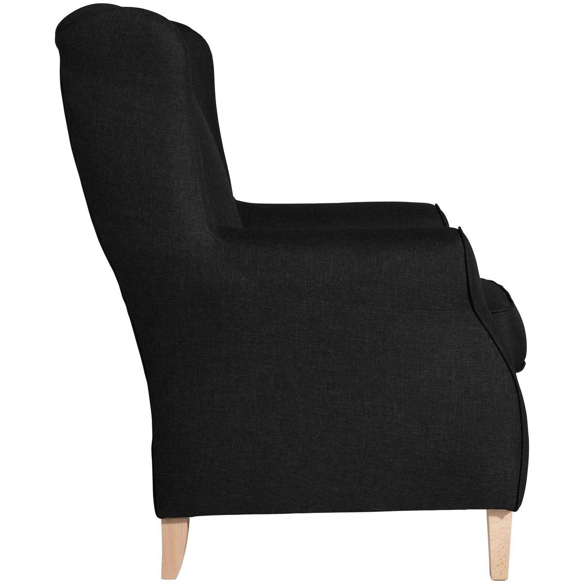 OHRENSESSEL Karlen Bezug Flachgewebe Buche natur / schwarz - Buchefarben/Schwarz, Kunststoff (86/103/77cm) - 58aufmkessel