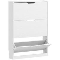 SCHUHSCHRANK mit 3 Klappen, Schuhregal, Schuhkipper Schmal für 9-12 Paar Weiß - Weiß, Holzwerkstoff (17/108/80cm) - HOMCOM