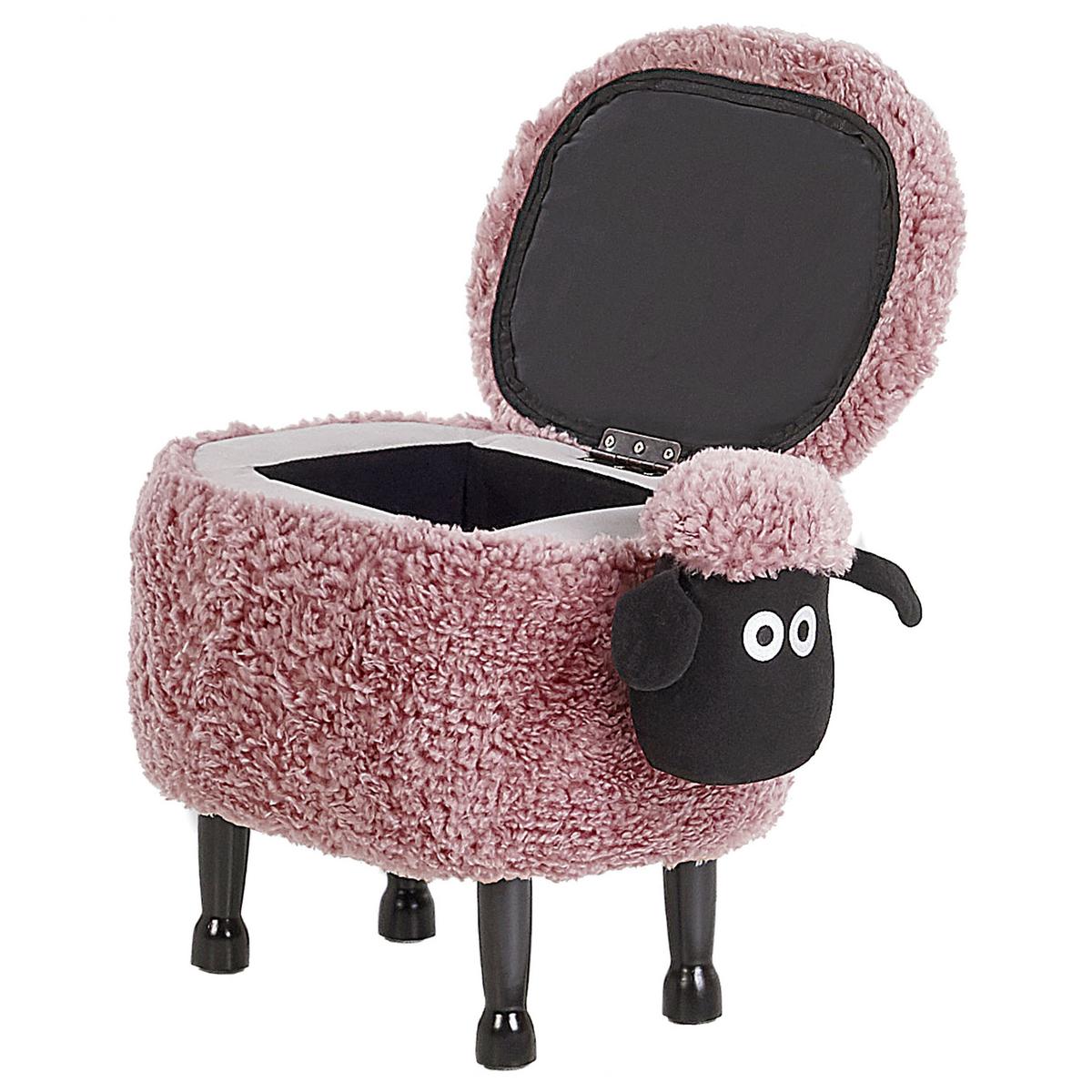 TIERHOCKER Rosa Sheep 35/55/40 cm - Pink, Kunststoff/Textil (55/40/35cm) - Beliani