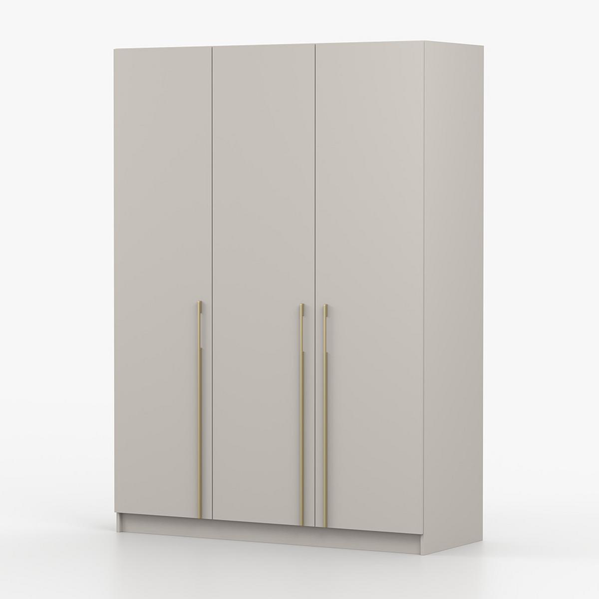 DREHTÜRENSCHRANK ROSA 3D 150/210/55, 3-türig, Kaschmir - Kaschmir/Goldfarben, Holzwerkstoff (150/210/55cm) - imoebel24