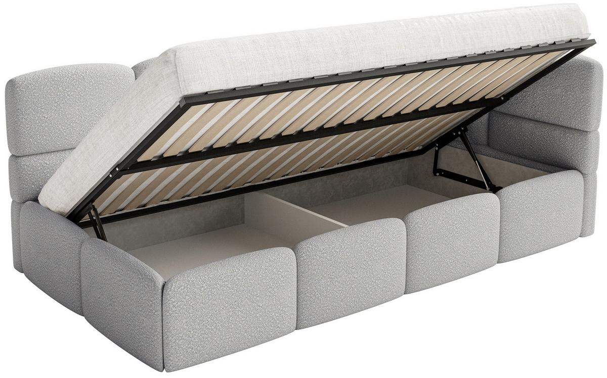 JUGENDBETT Cloudy Hellgrau 120 cm, Bouclé - Hellgrau/Schwarz, Kunststoff/Textil (120/200cm) - Selsey