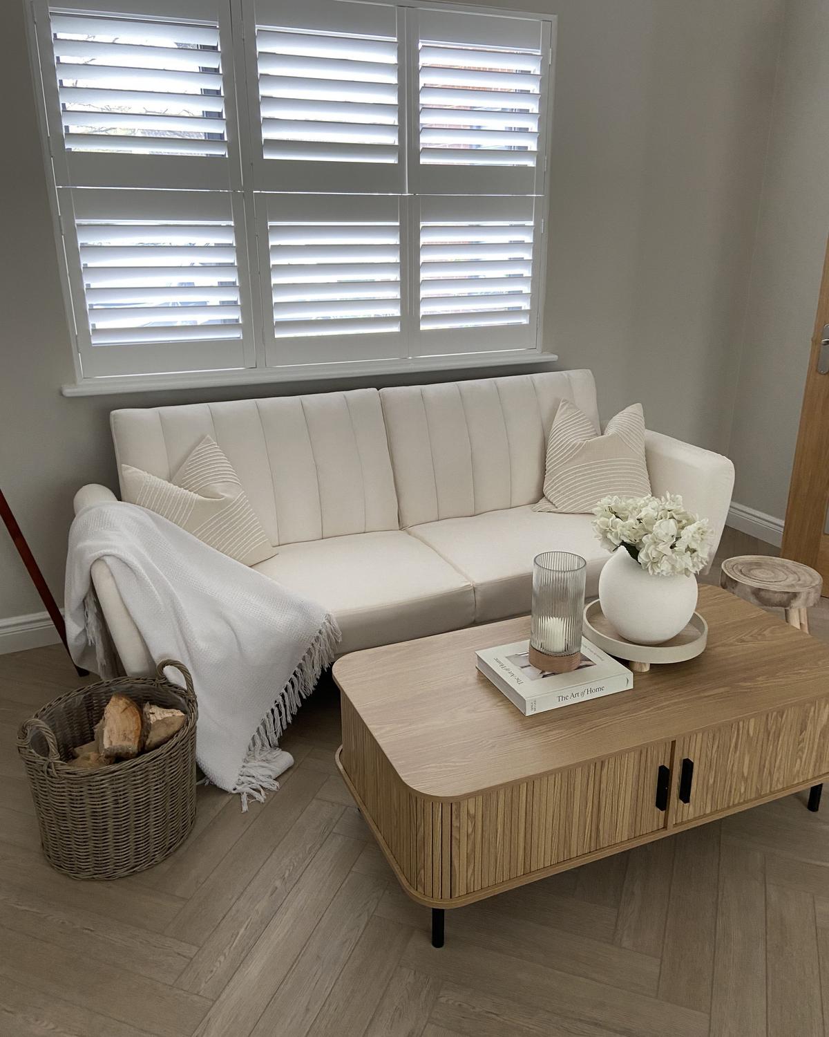 3-SITZER-SCHLAFSOFA Samtstoff hellbeige Vimmerby - Creme, Textil (212/90/80cm) - Beliani