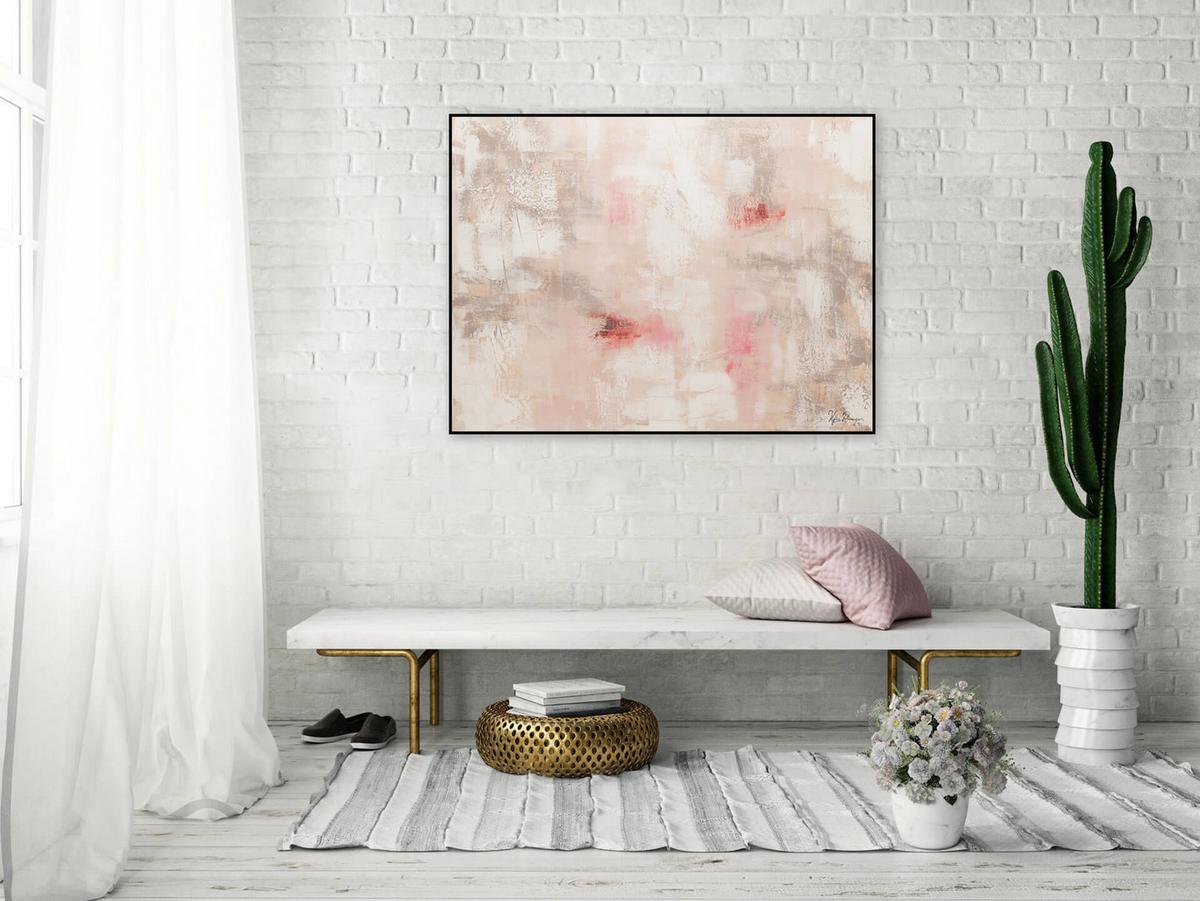 ACRYLBILD HANDGEMALT 100/75 cm - Pink, Holz/Textil (100/75cm) - KUNSTLOFT