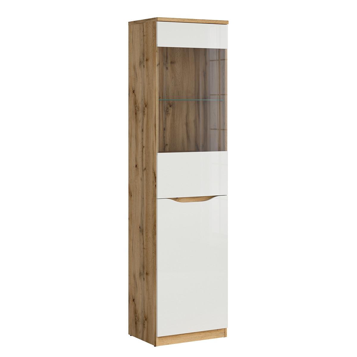 VITRINE June Weiß und Holz - Weiß, Holzwerkstoff (50/198/40cm) - Petits-meubles