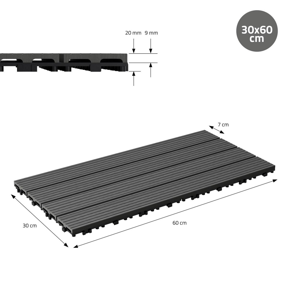 BODENPLATTE 3er Set - Anthrazit, Holzwerkstoff (60/30/2cm) - ECD-Germany