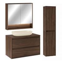 BADMÖBEL 80cm 2er-Set Dunkles Holz - Braun, Holzwerkstoff (80/52.2/46cm) - Petits-meubles