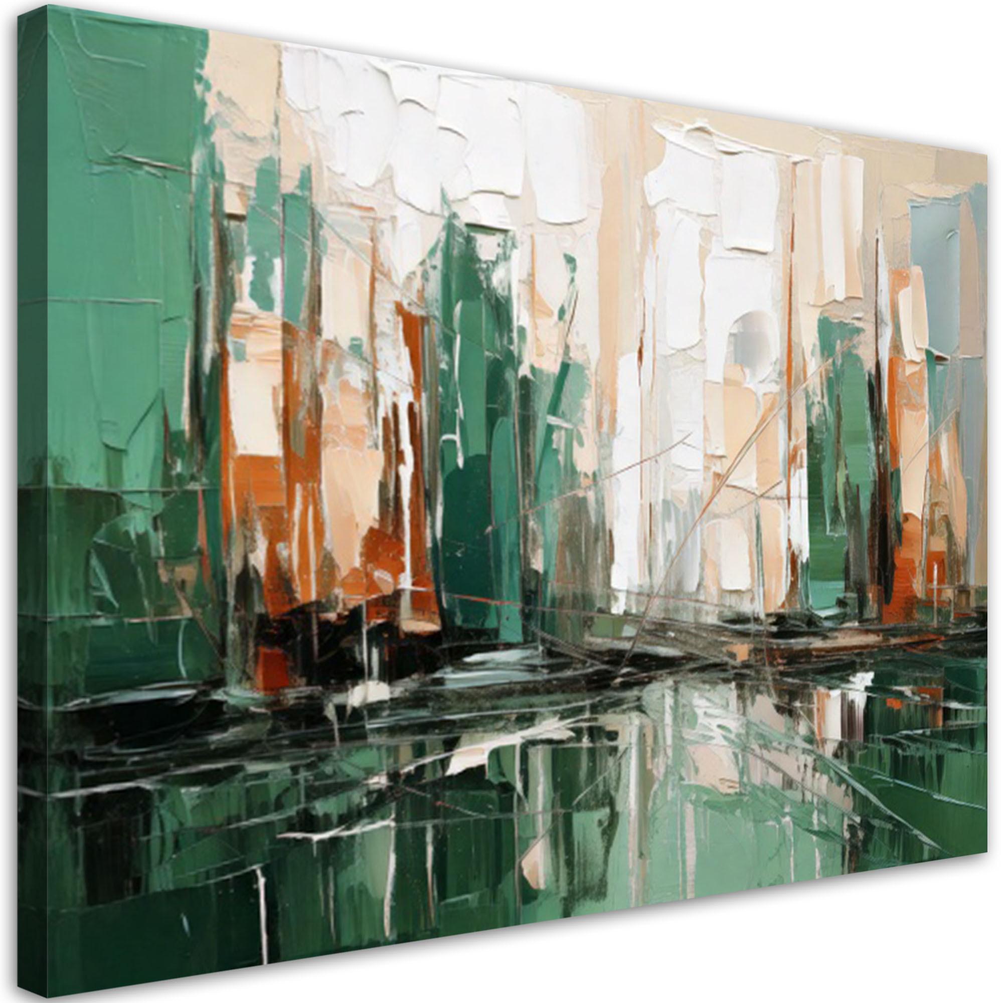 LEINWANDBILD Abstraktion 100x70cm - Grün, Textil (100/70cm) - Feeby