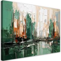 LEINWANDBILD Abstraktion 100x70cm - Grün, Textil (100/70cm) - Feeby