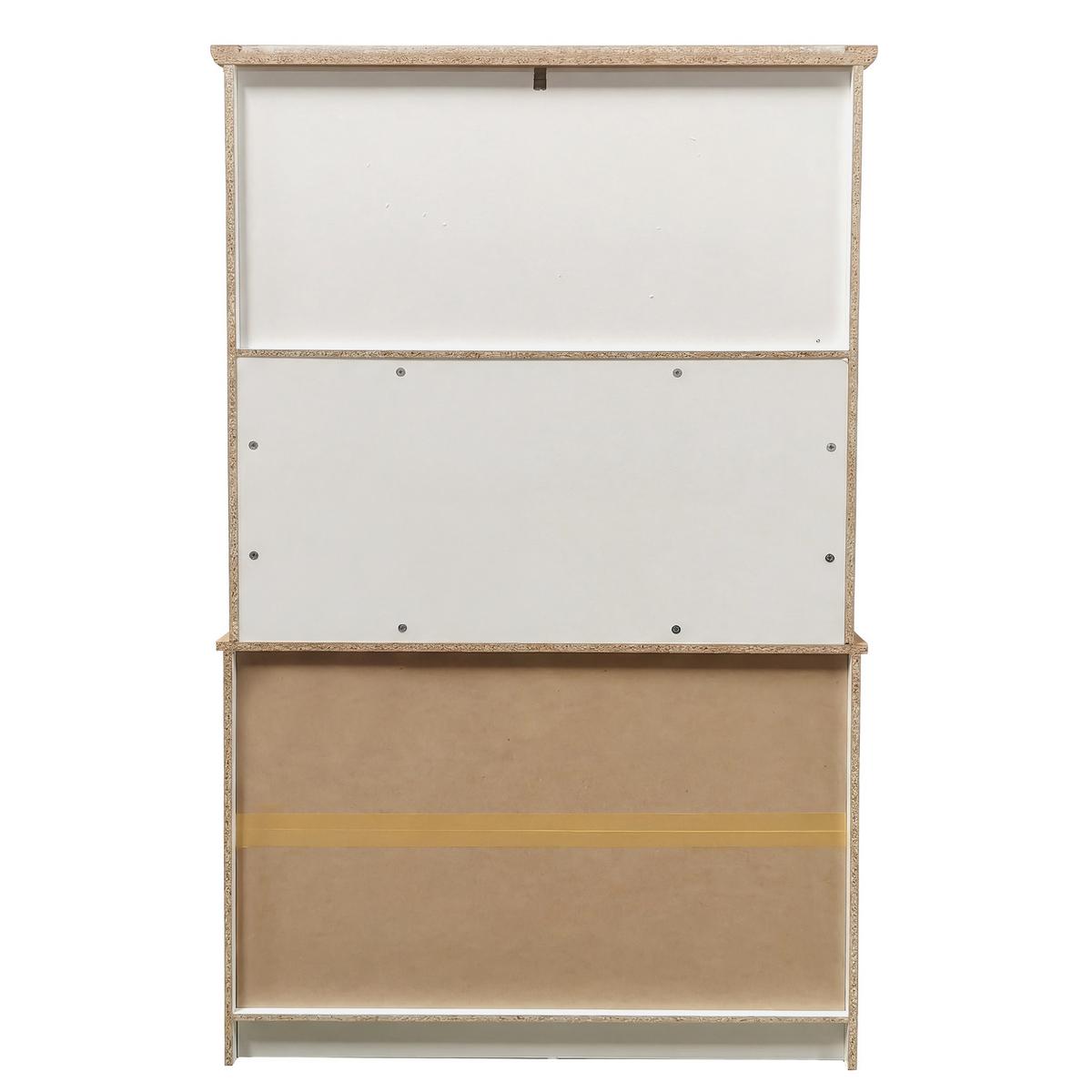 HIGHBOARD weiß und holzoptik, viel stauraum und mit vitrine fächern - Weiß, Holzwerkstoff (106/176.5/39cm) - Urban Meuble