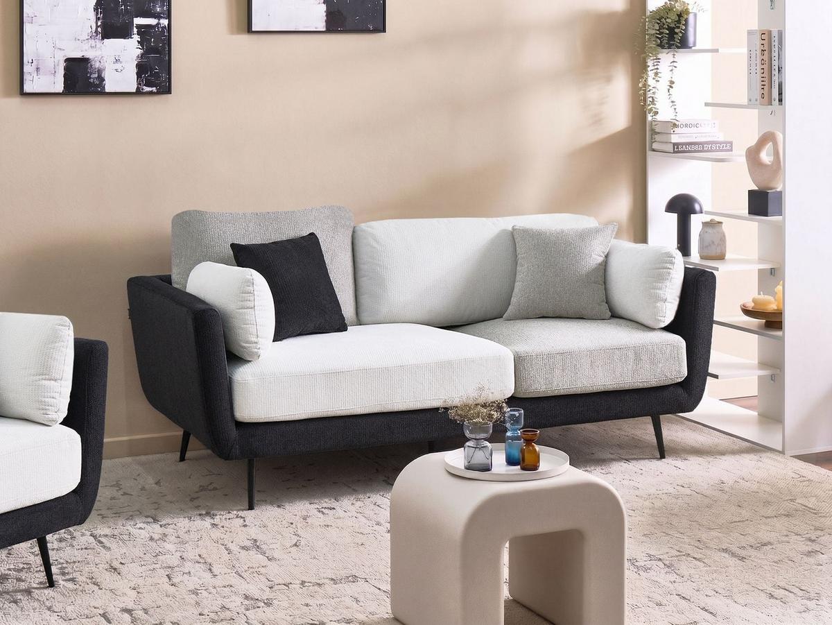 3-SITZER-SOFA Stoff Schwarz Bolga - Schwarz, Textil (185/89/83cm) - Beliani