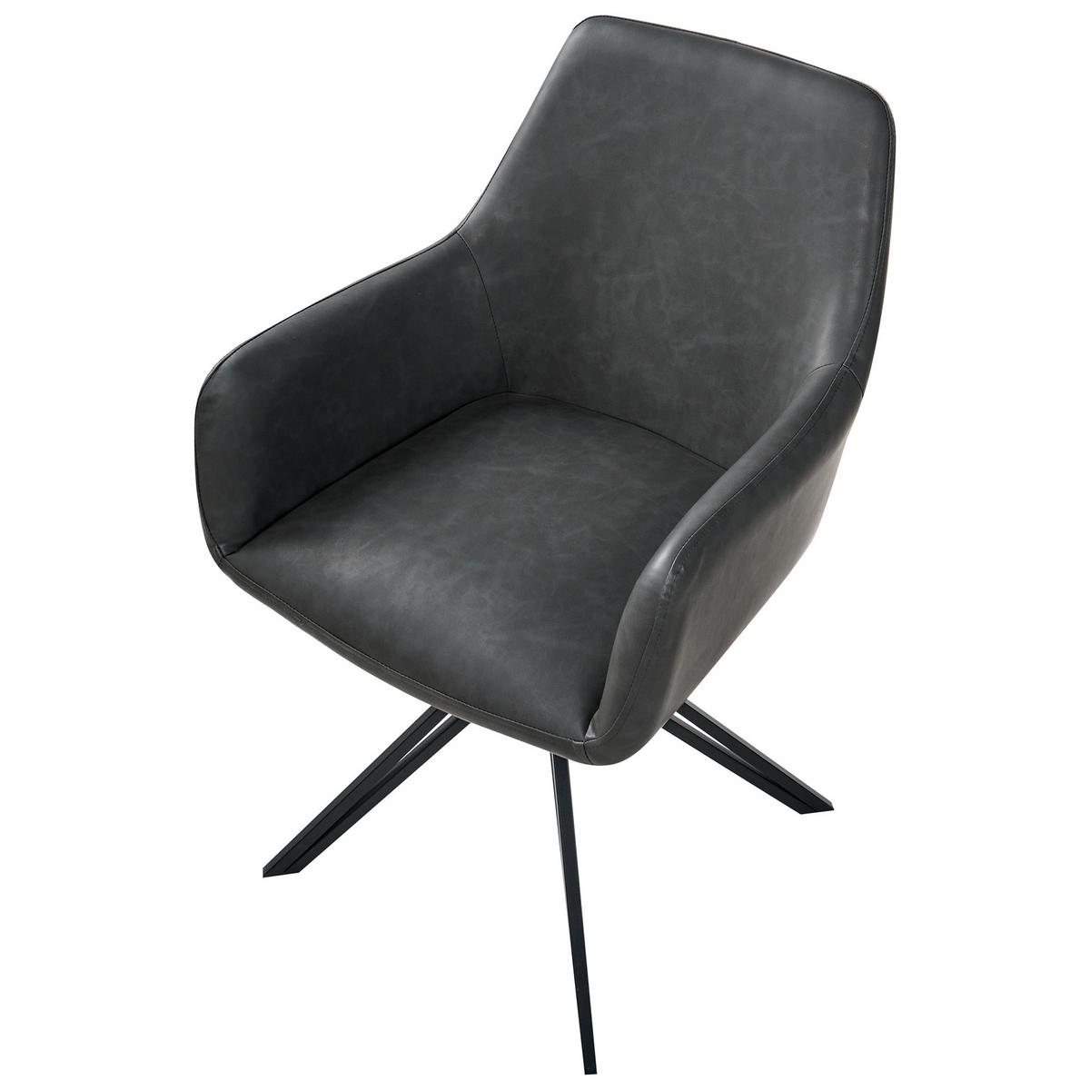 ESSZIMMERSTUHL 2er Set drehbar Kunstleder Schwarz Sansarc - Schwarz, Kunststoff/Metall (57/85/59cm) - Beliani
