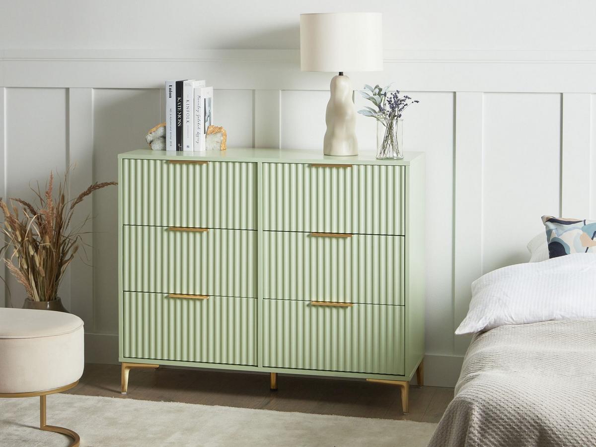 KOMMODE mit 6 Schubladen Hellgrün Walcott - Hellgrün, Holzwerkstoff (108/89/40cm) - Beliani
