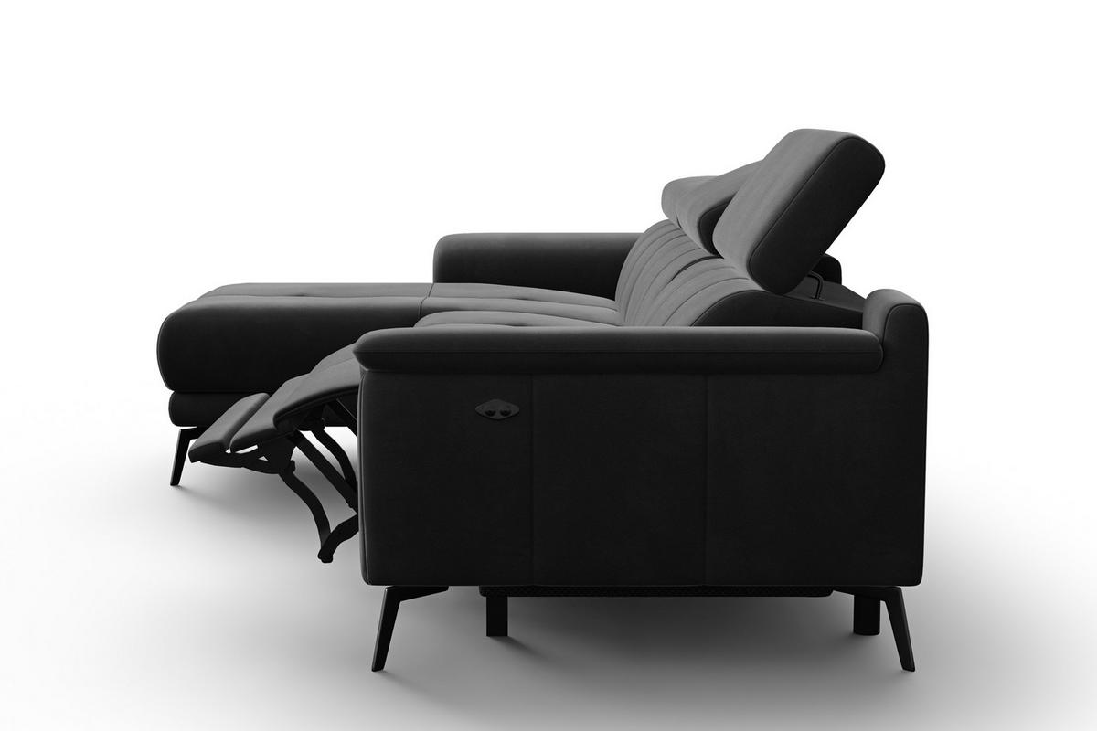 ECKSOFA FIERO 4-Sitzer LINKS, Schwarzer Veloursstoff - Schwarz, Holz/Textil (288/170cm) - Courtois Laville