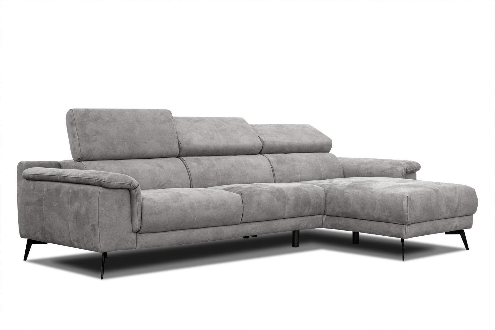 ECKSOFA FIERO 4-Sitzer, hellgrau - Hellgrau/Schwarz, Holzwerkstoff/Textil (288/170cm) - Wozimo