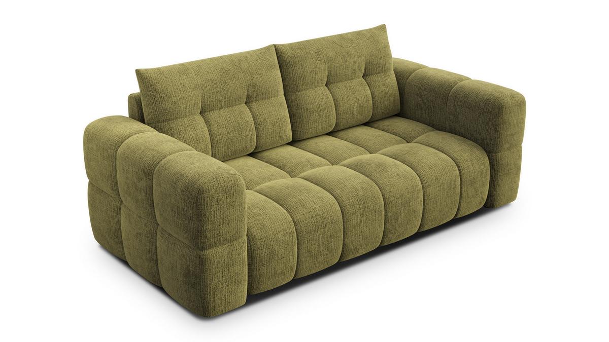 SOFA CLOUDI 2,5-Sitzer, olivgrün - Schwarz/Olivgrün, Holz/Textil (211/89/104cm) - Wozimo