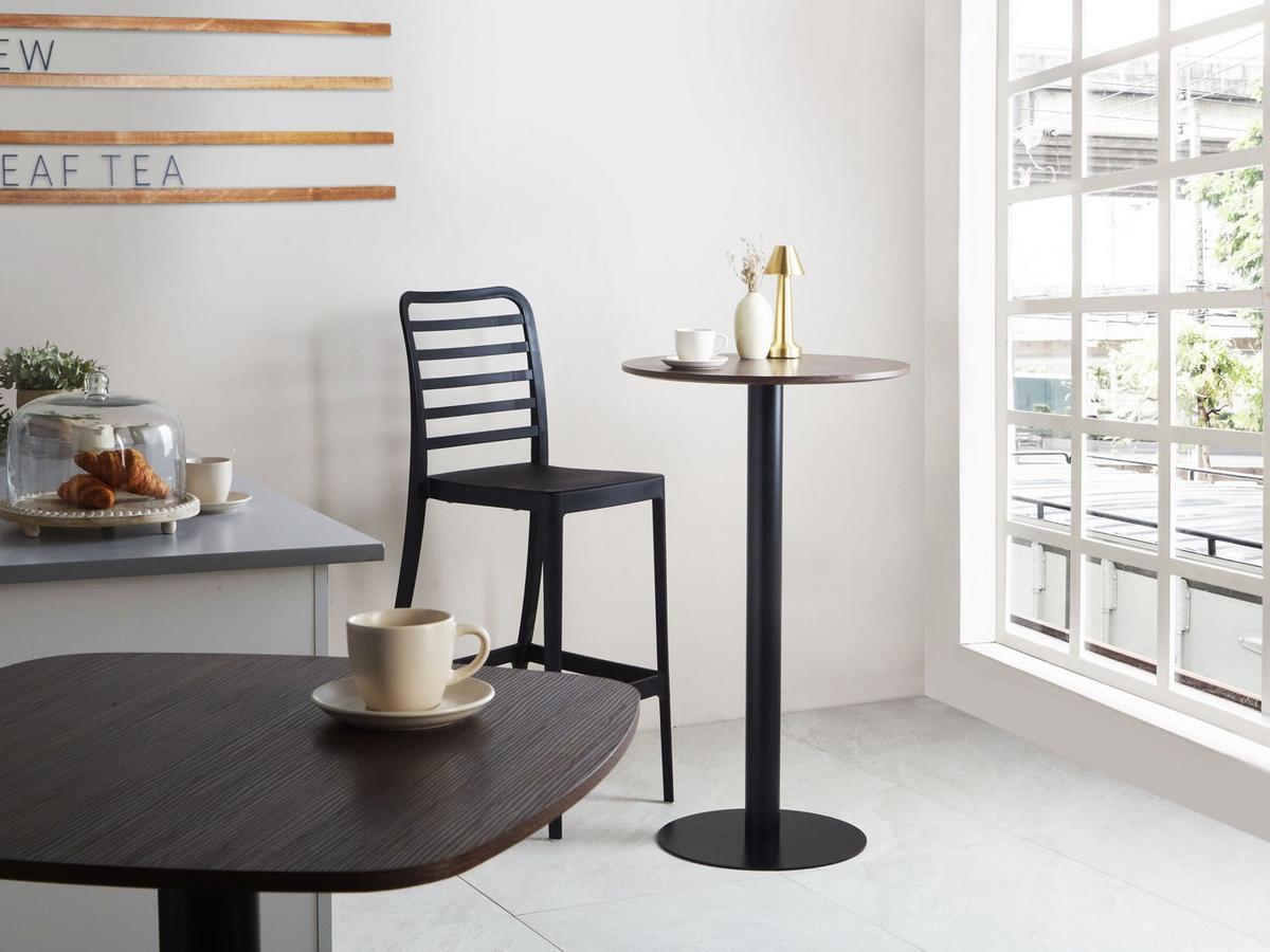 STEHTISCH Schwarz/Dunkelbraun 60/60 cm Morella - Dunkelbraun, Holzwerkstoff (60/60/102cm) - Beliani