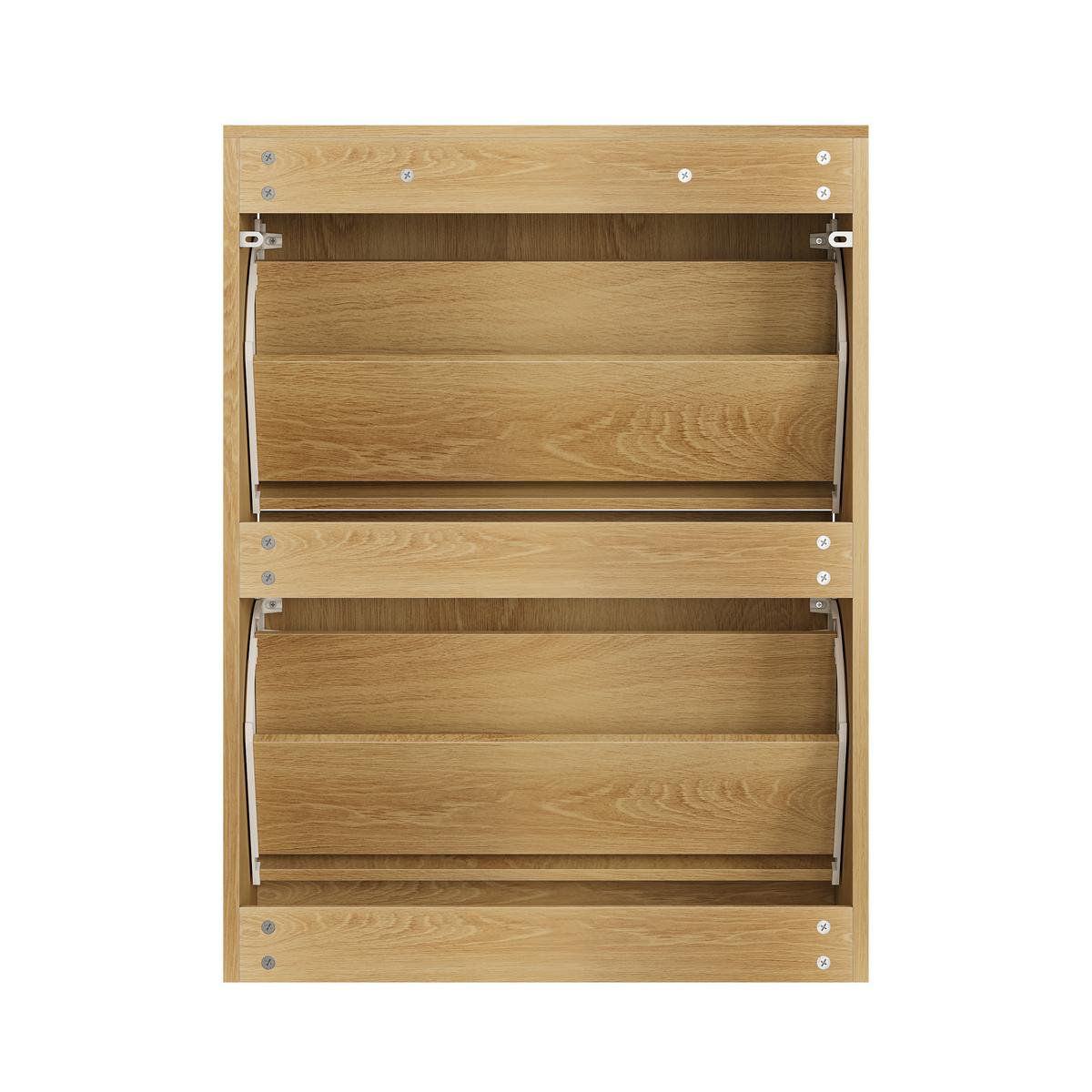 SCHUHESCHRANK Eichenfarben Mit 2 Kippfächern Mid-Century - Eichefarben, Holzwerkstoff (60/80/24cm) - Urban Meuble