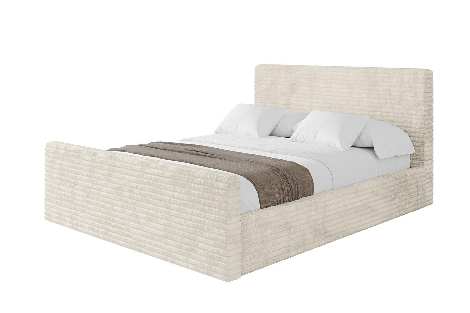 POLSTERBETT mit Bettkasten, Fußteil und Lattenrost, Boxbett ohne Matratze - ALOVA-Z 120x200 Beige - Beige, Holzwerkstoff/Textil (120/200cm) - ALTDECOR