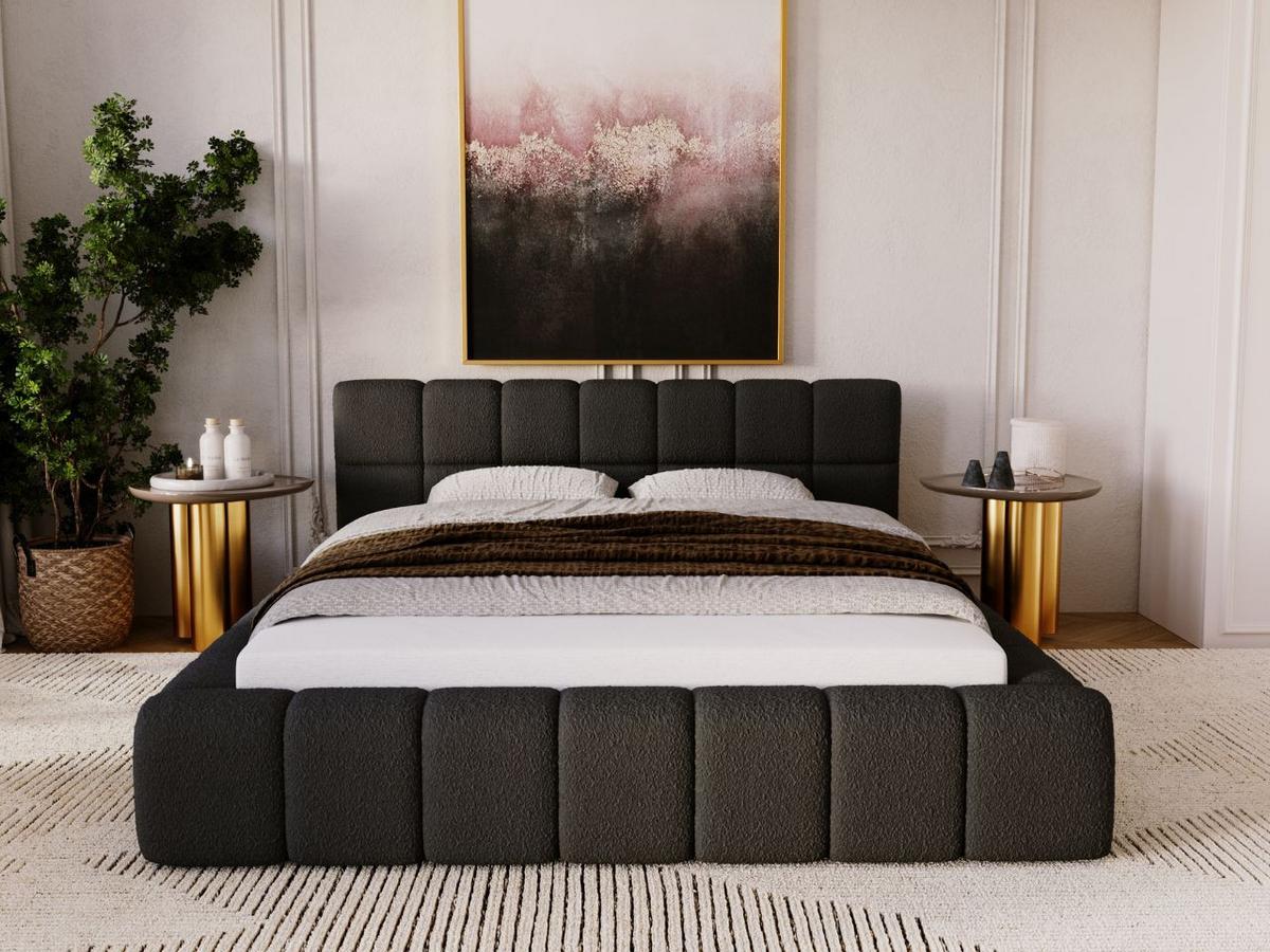 POLSTERBETT Alicante Bouclé-Stoff 160x200 Schwarz - Schwarz, Textil (160/200cm) - Graingold