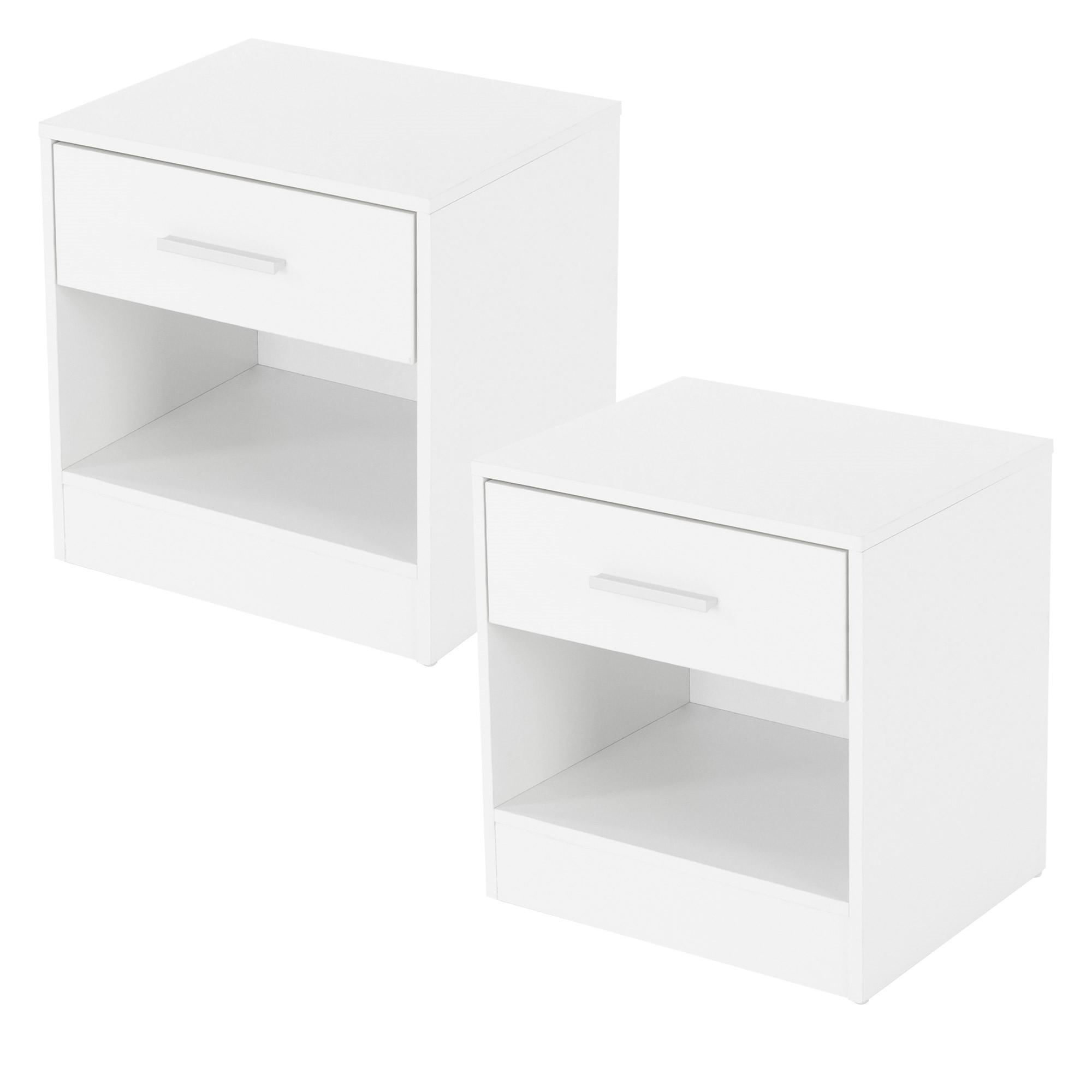 NACHTTISCH 2er Set Weiß 1 Schublade 36x38x30 cm - Weiß, Holzwerkstoff (30/38.5/36.5cm) - ML-DESIGN