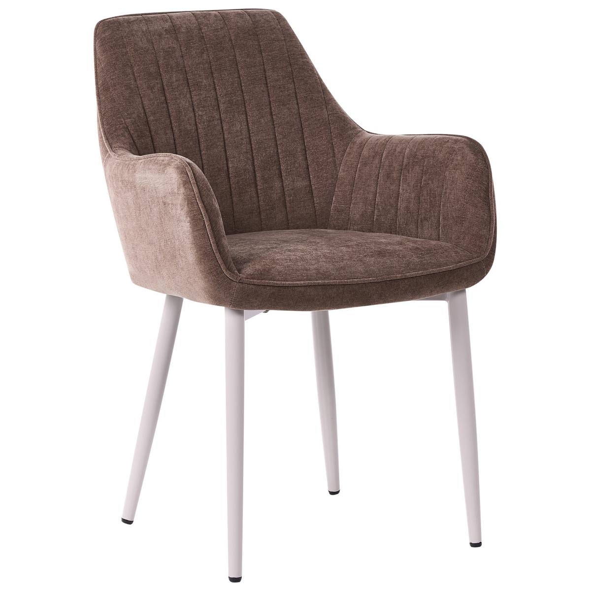 ESSZIMMERSTUHL 2er Set Stoff Braun Wellston - Beige/Braun, Textil/Metall (60/84/61cm) - Beliani