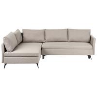 ECKSCHLAFSOFA 3-Sitzer Stoff Beige mit Stauraum rechtsseitig Koge - Beige, Textil (281/93cm) - Beliani
