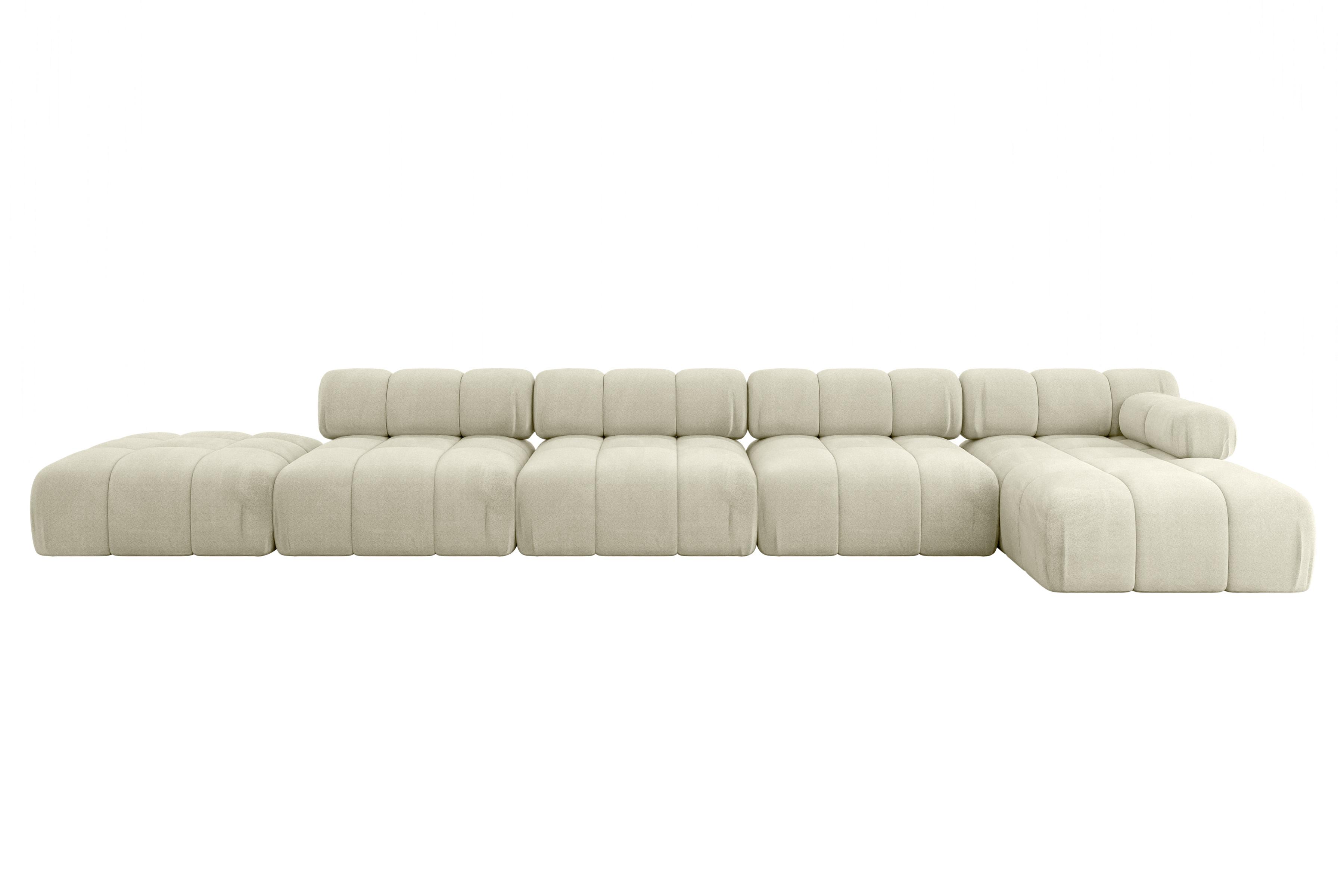 ECKSOFA modulares Sofa Lizur-L3 - 475x160x70 cm Beige Velours - Beige, Holzwerkstoff/Textil (475/160cm) - ALTDECOR