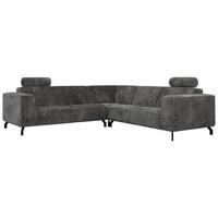 ECKSOFA VESANO L - Grau Cord - Schwarz/Grau, Textil/Metall (260/260cm) - MKS