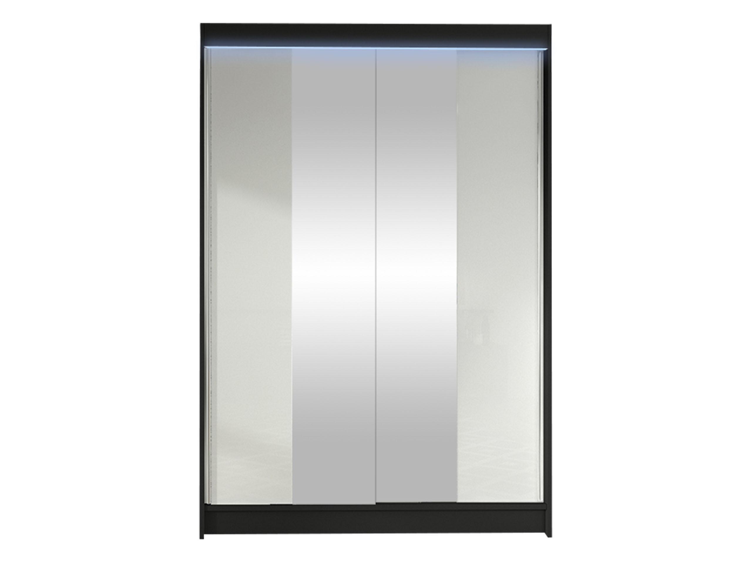 SCHWEBETÜRENSCHRANK Lino II mit RGB LED Beleuchtung - Schwarz/Weiß, Holzwerkstoff/Metall (120/200/58cm) - MIRJAN24
