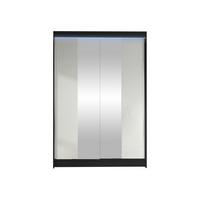 SCHWEBETÜRENSCHRANK Lino II mit RGB LED Beleuchtung - Schwarz/Weiß, Holzwerkstoff/Metall (120/200/58cm) - MIRJAN24