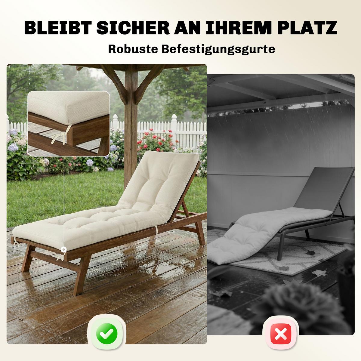 SITZKISSEN aus Polyester & PP-Baumwolle Beige - Beige, Textil (65/13/198cm) - Outsunny