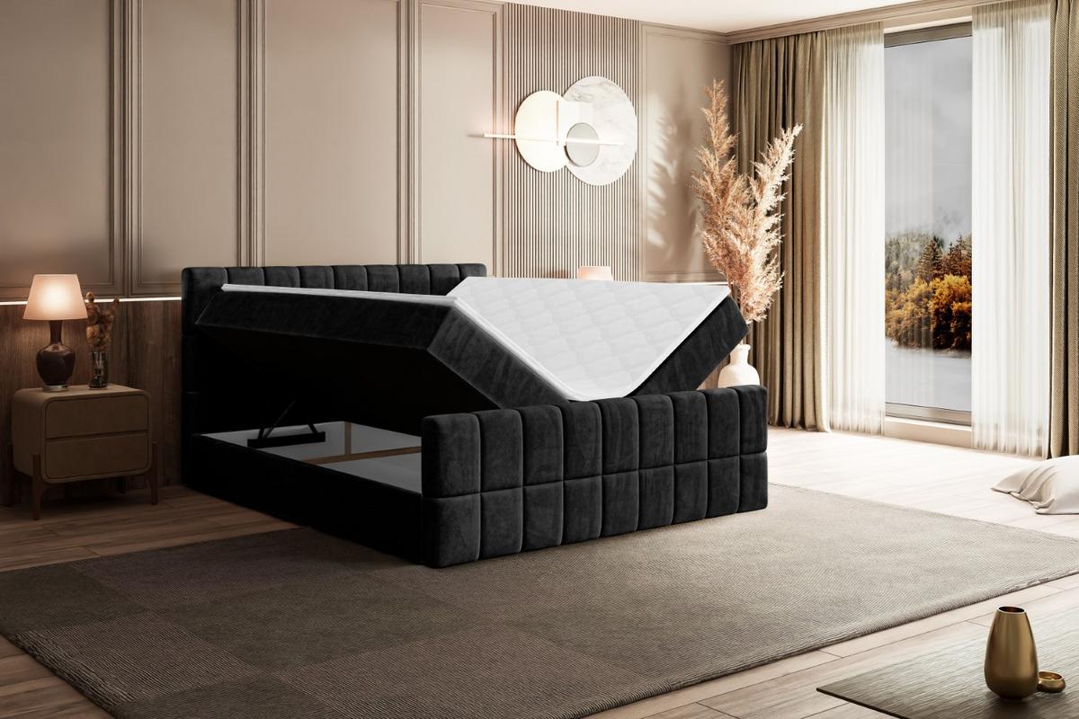 BOXBETT MIAMI-Z - 140x200 cm - H3 - Schwarz - Schwarz, Holzwerkstoff (140/200cm) - ALTDECOR