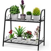 PFLANZENSTANDER Pflanzenregal 2-stufiger Schwarz - Schwarz, Metall (63/62/31cm) - COSTWAY
