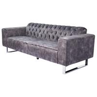 SOFA NILO Grau Velvet - Anthrazit/Silberfarben, Textil (220/77/87cm) - KAWOLA