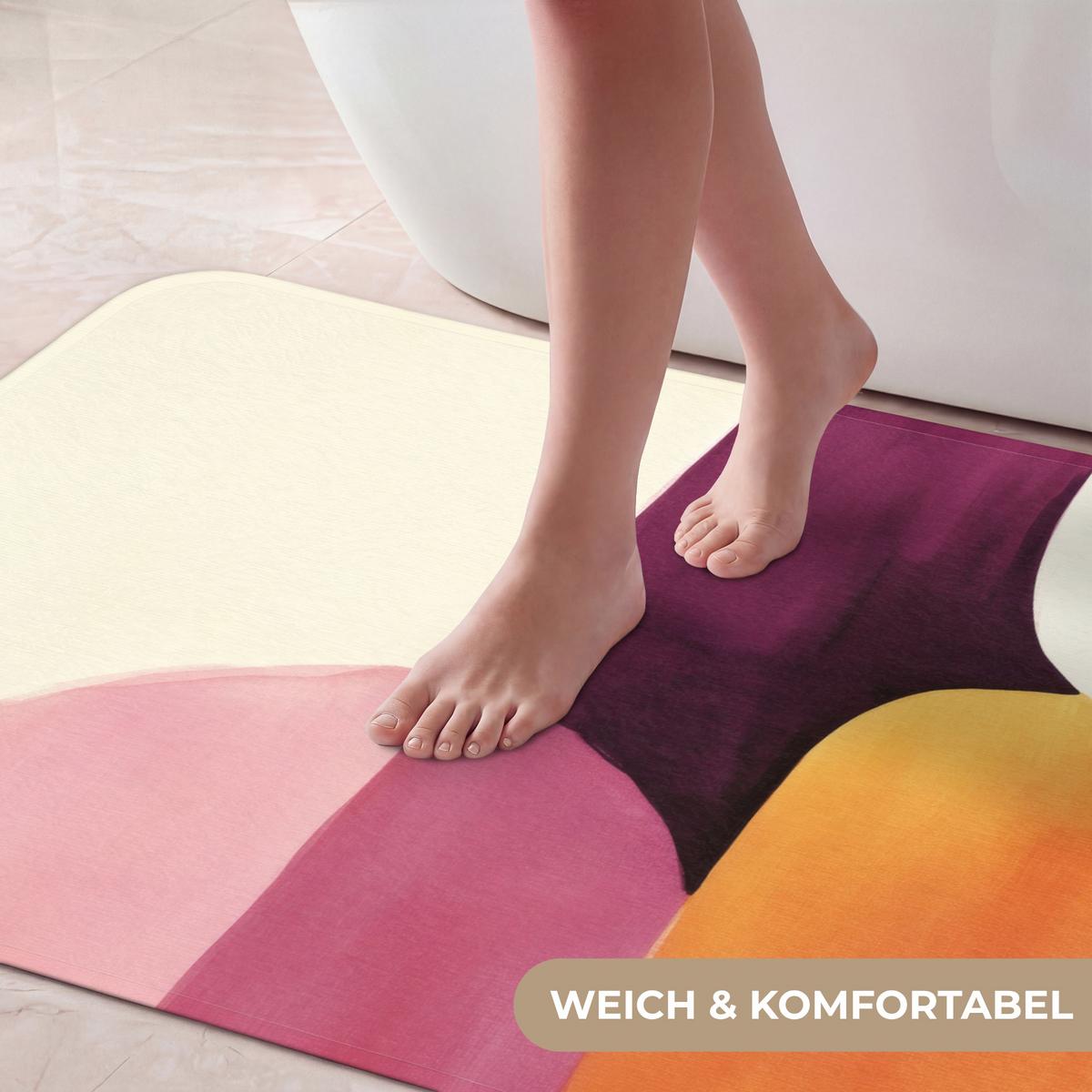 BADEMATTE Formen - Abstrakt - Farbenfroh 60x120 cm - Terracotta, Textil (60/120cm) - OnlyWow