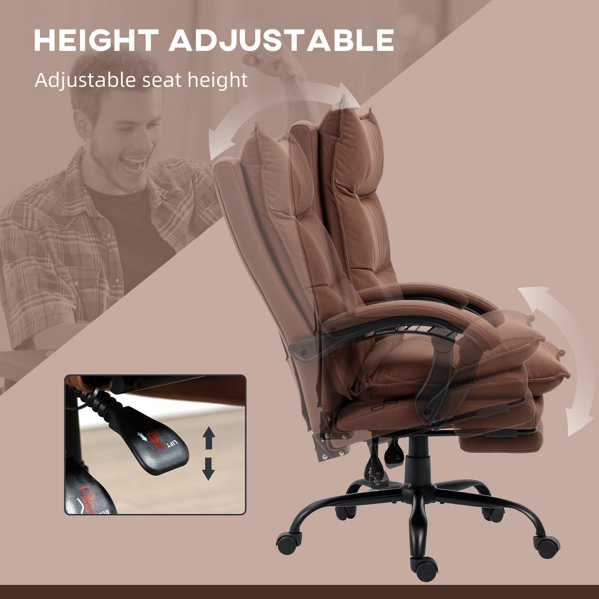 MASSAGE-BÜROSTUHL, Mikrofaser, Braun - Braun, Kunststoff (74/121.5/66cm) - Vinsetto