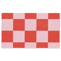 FUSSMATTE Schachbrettmuster - Rot - Rosa - Würfel Türmatte 150x90 cm - Rot, Kunststoff (150/0.4cm) - MuchoWow