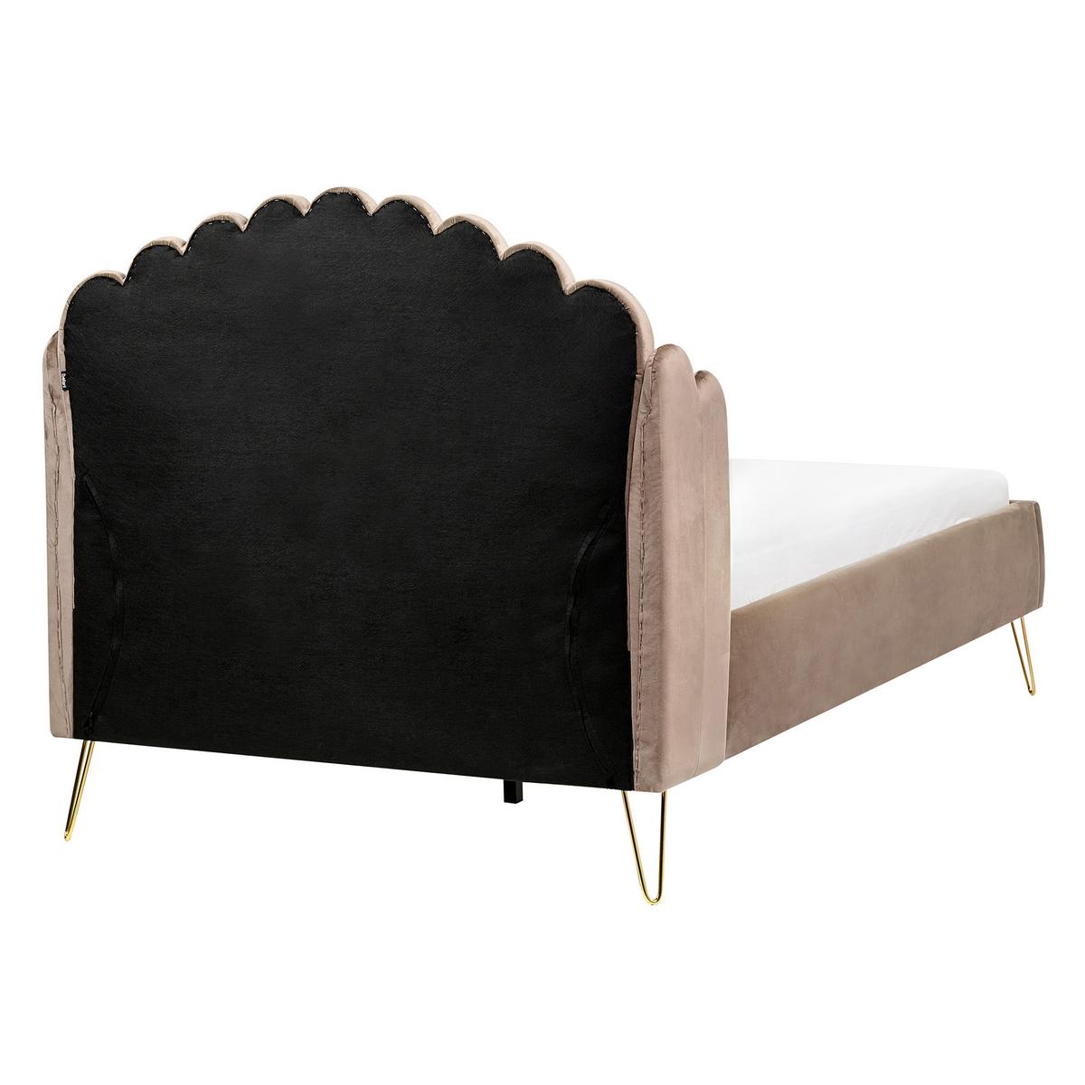 BETT mit Lattenrost 120/200 cm Taupe Ambillou - Taupe/Goldfarben, Textil (120/200cm) - Beliani