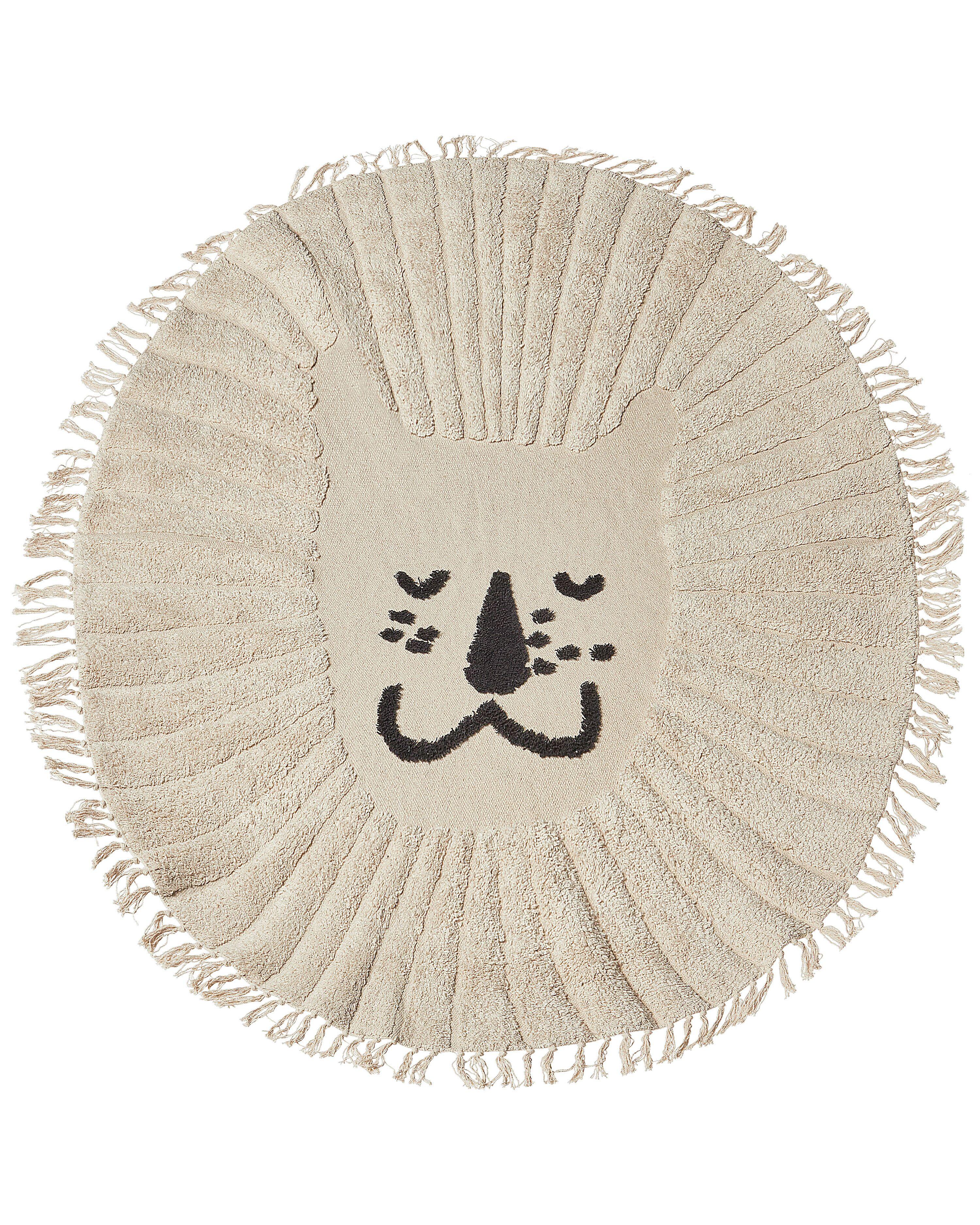 KURZFLOR-TEPPICH Beige 140 cm Badhani - Beige/Schwarz, Textil (140/140cm) - Beliani