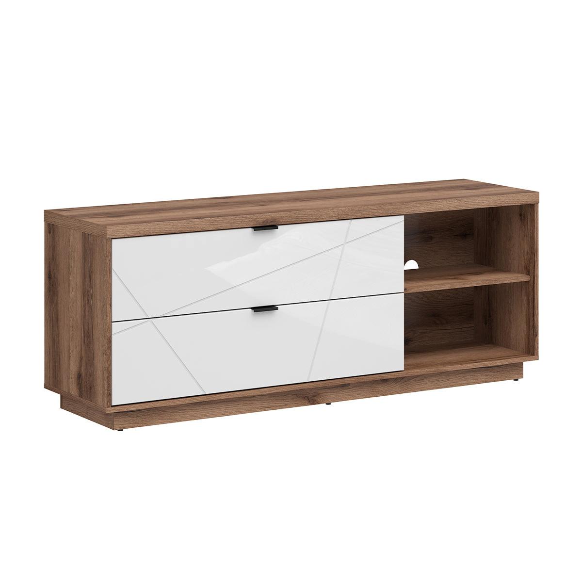 TV-MÖBEL Sven Weiß und Holz - Weiß, Holzwerkstoff (156/61/43cm) - Petits-meubles