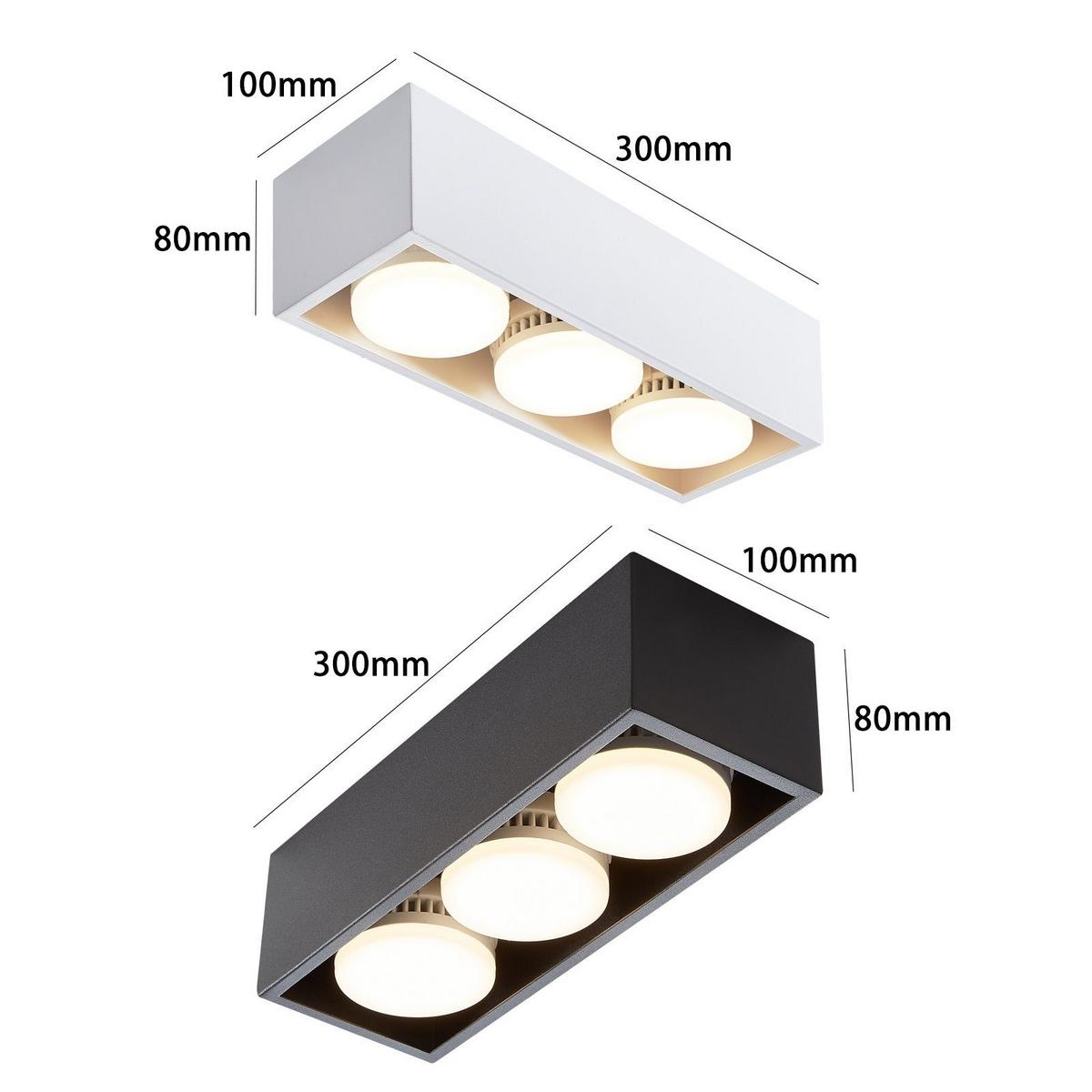 LED-DECKENLEUCHTE Harmonie 3-flammig 30/10/8 cm - Schwarz, Metall (30/10/8cm) - Nettlife