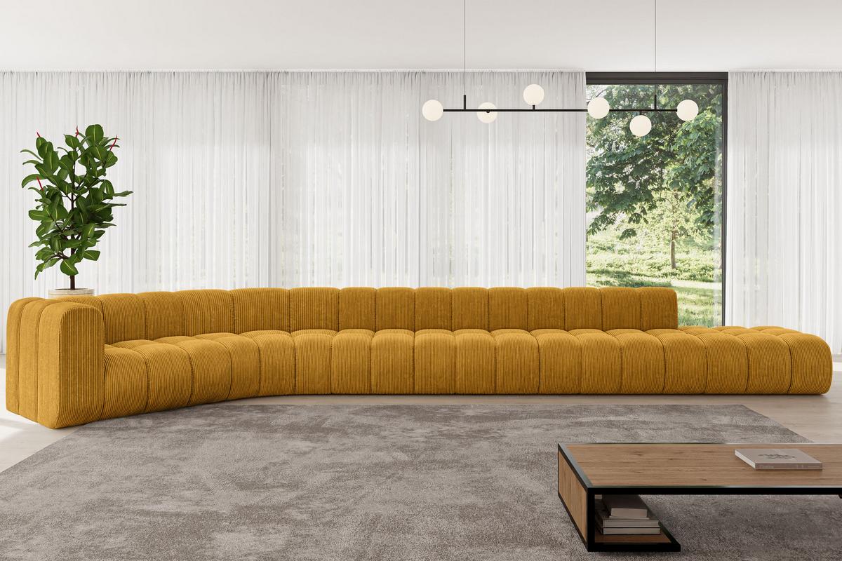 ECKSOFA modulares Sofa Tilmo-L3 - 581x194x70 cm Senfgelb - Currygelb, Holzwerkstoff/Textil (581/194cm) - ALTDECOR